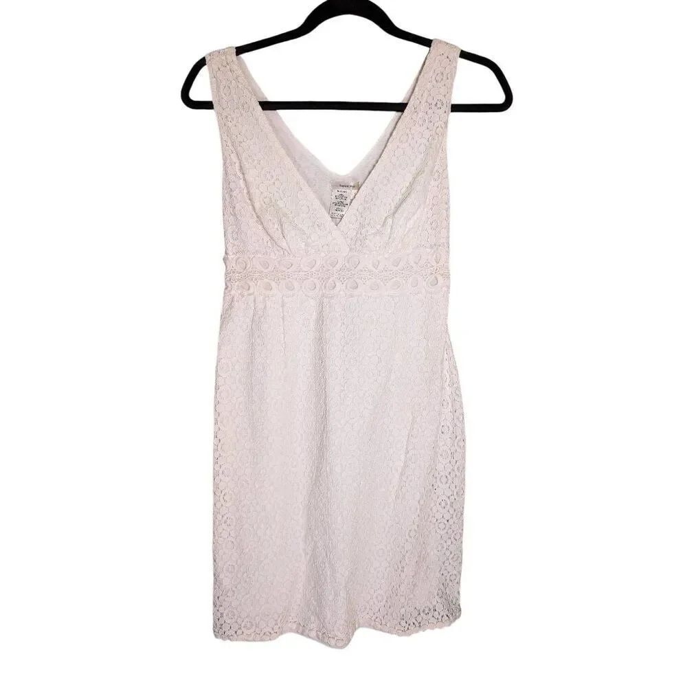 Sophie Casual Dress Jacquard Embossed Eyelet White Women's Size S